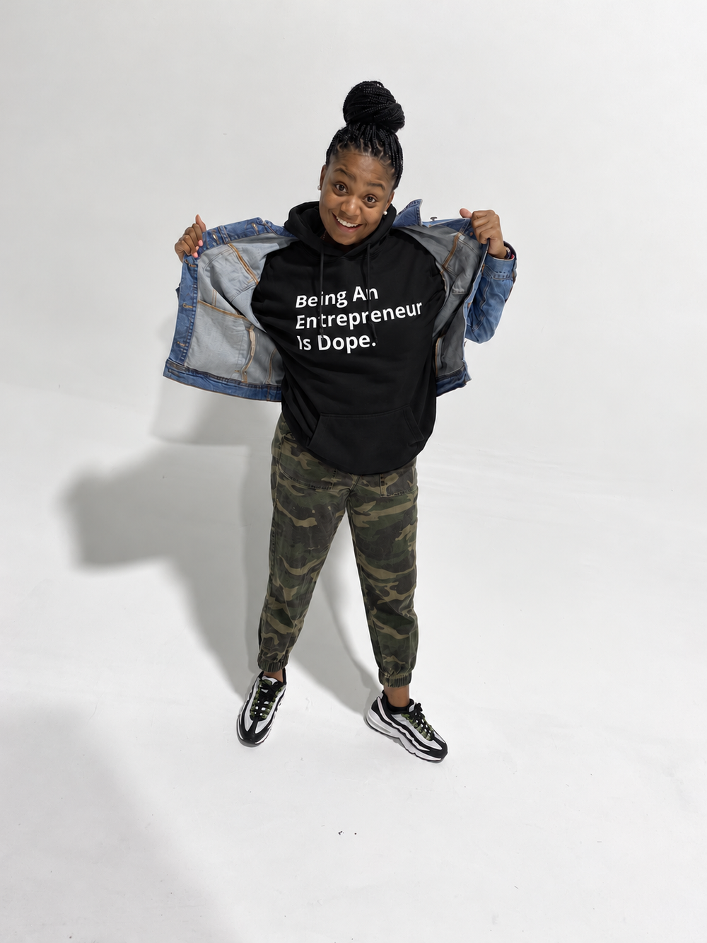 Customer wearing Entrepreneurship Is Dope products