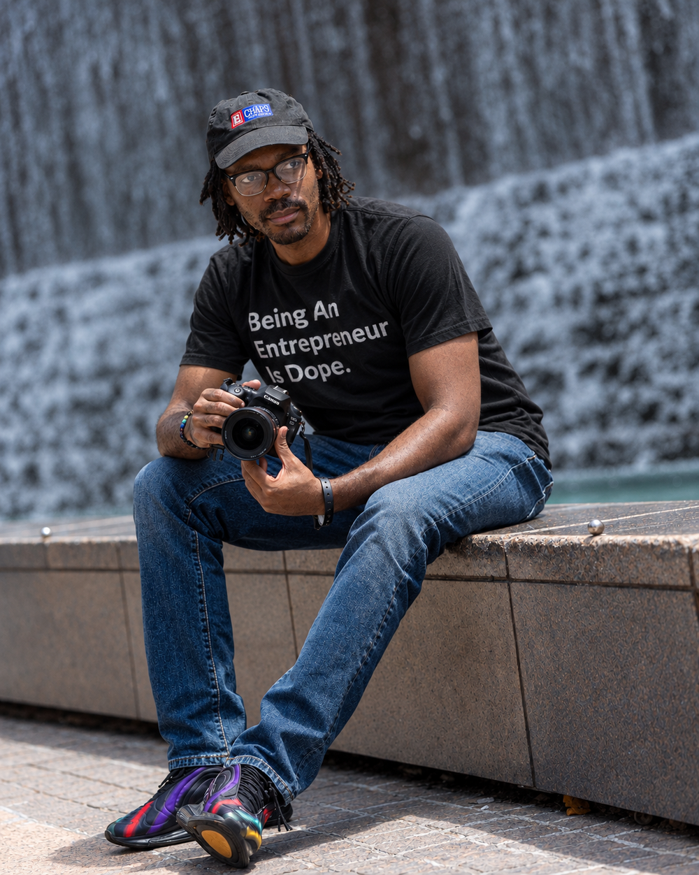 Customer wearing Entrepreneurship Is Dope products